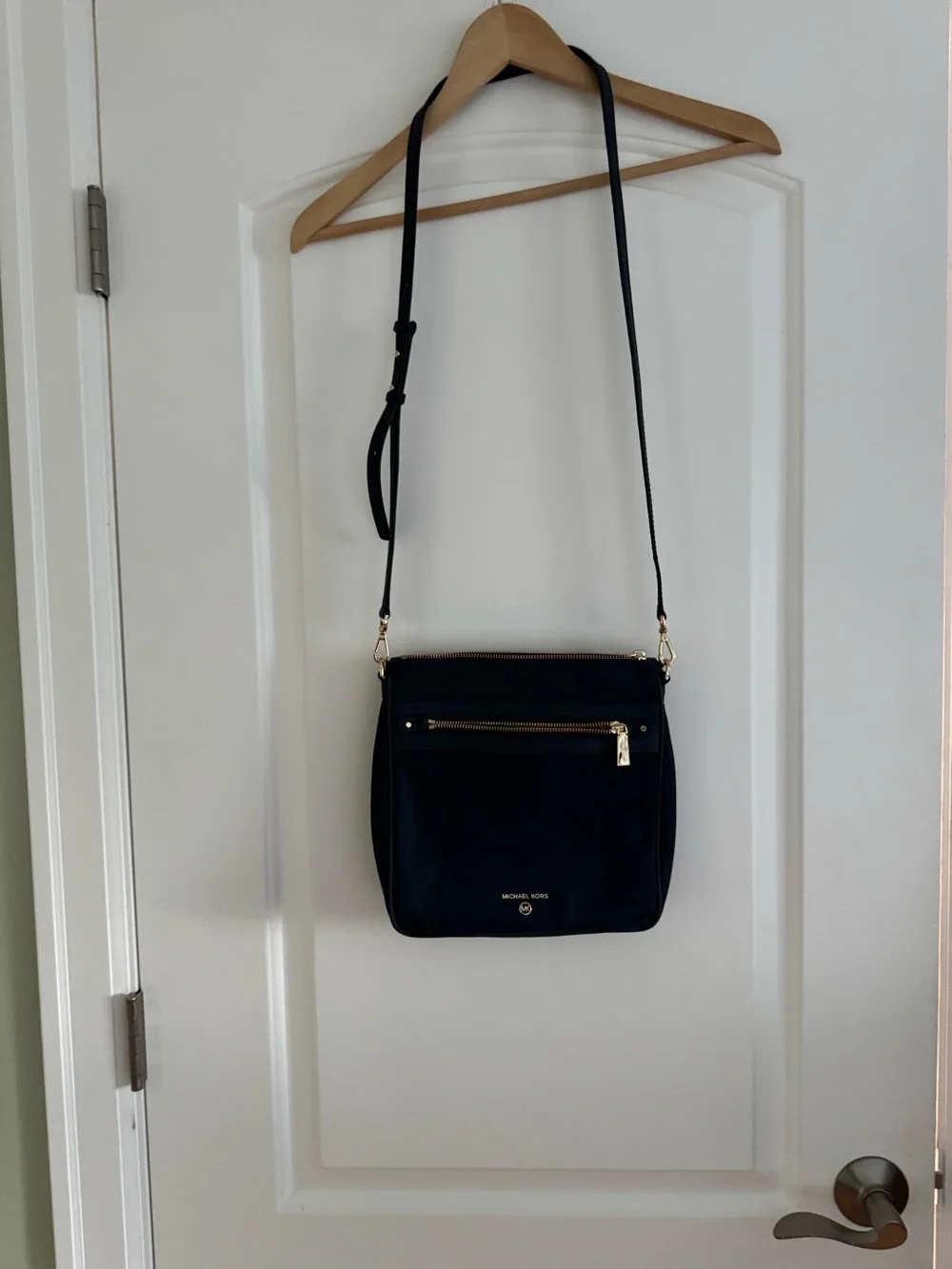 Michael Kors Navy Crossbody with Gold Hardware Accents